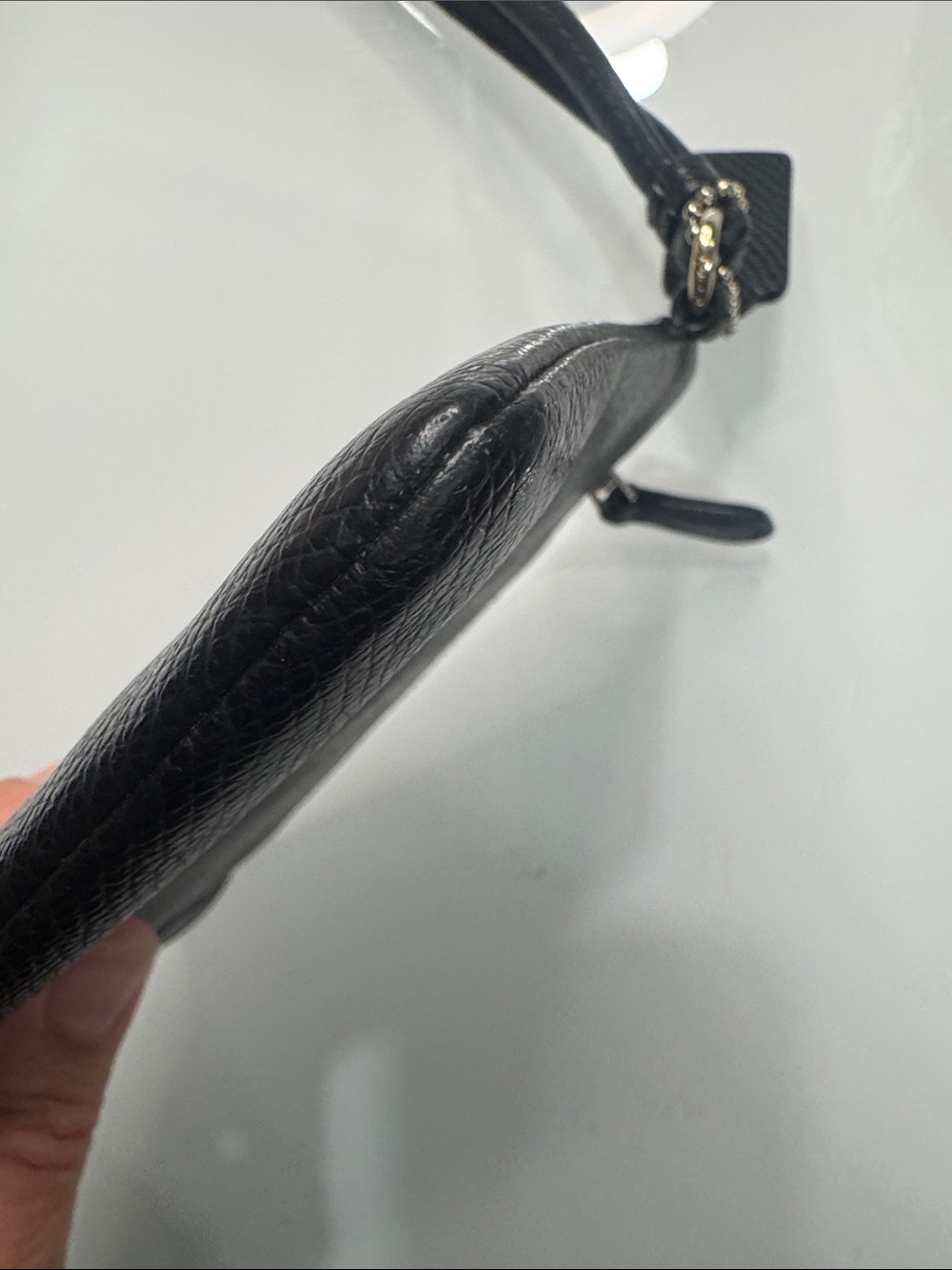 Coach Black Leather Wristlet with Gold Logo - Picture 6 of 9